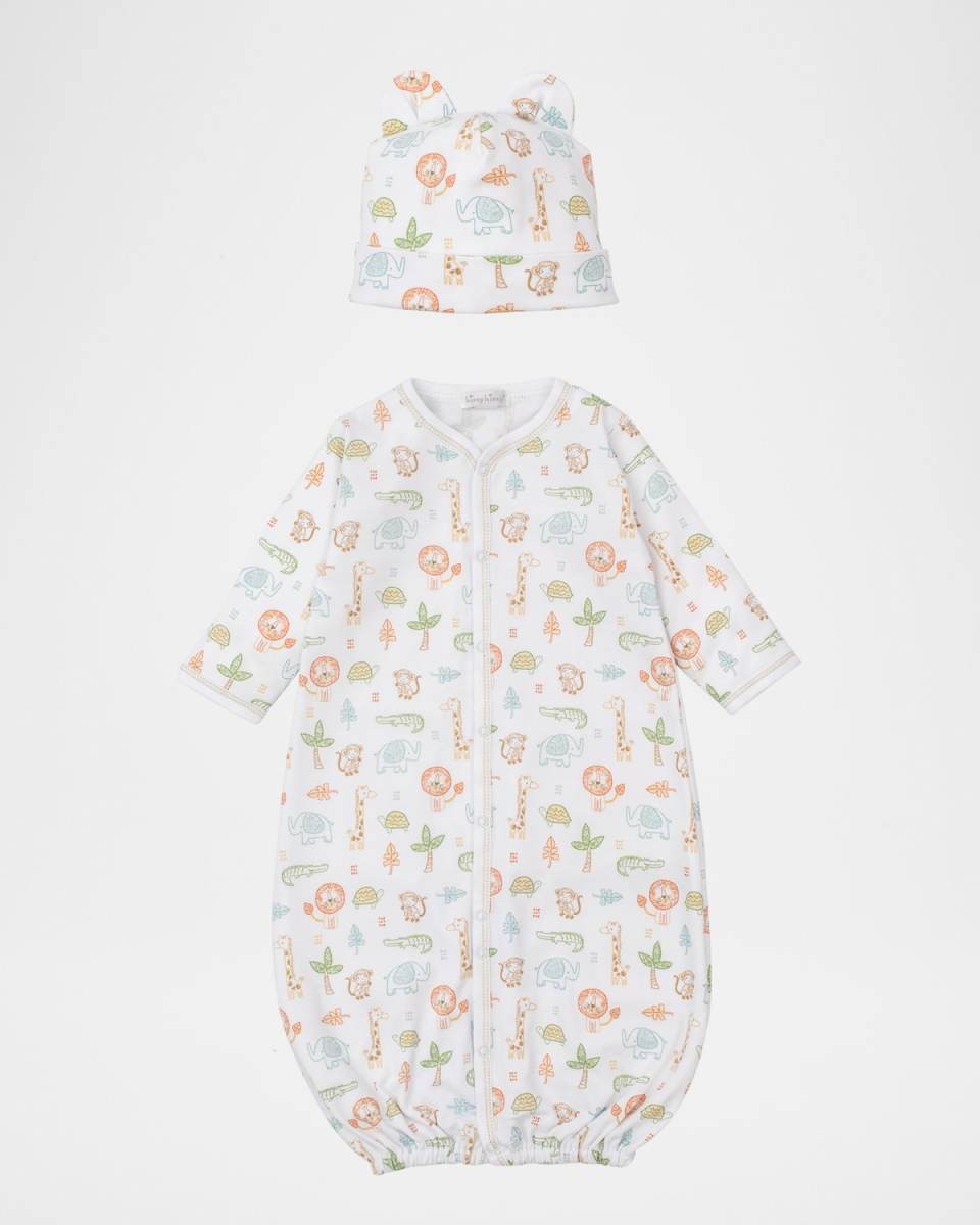 Boy's Jungle Adventure Convertible Gown & Hat Set, Size Newborn-